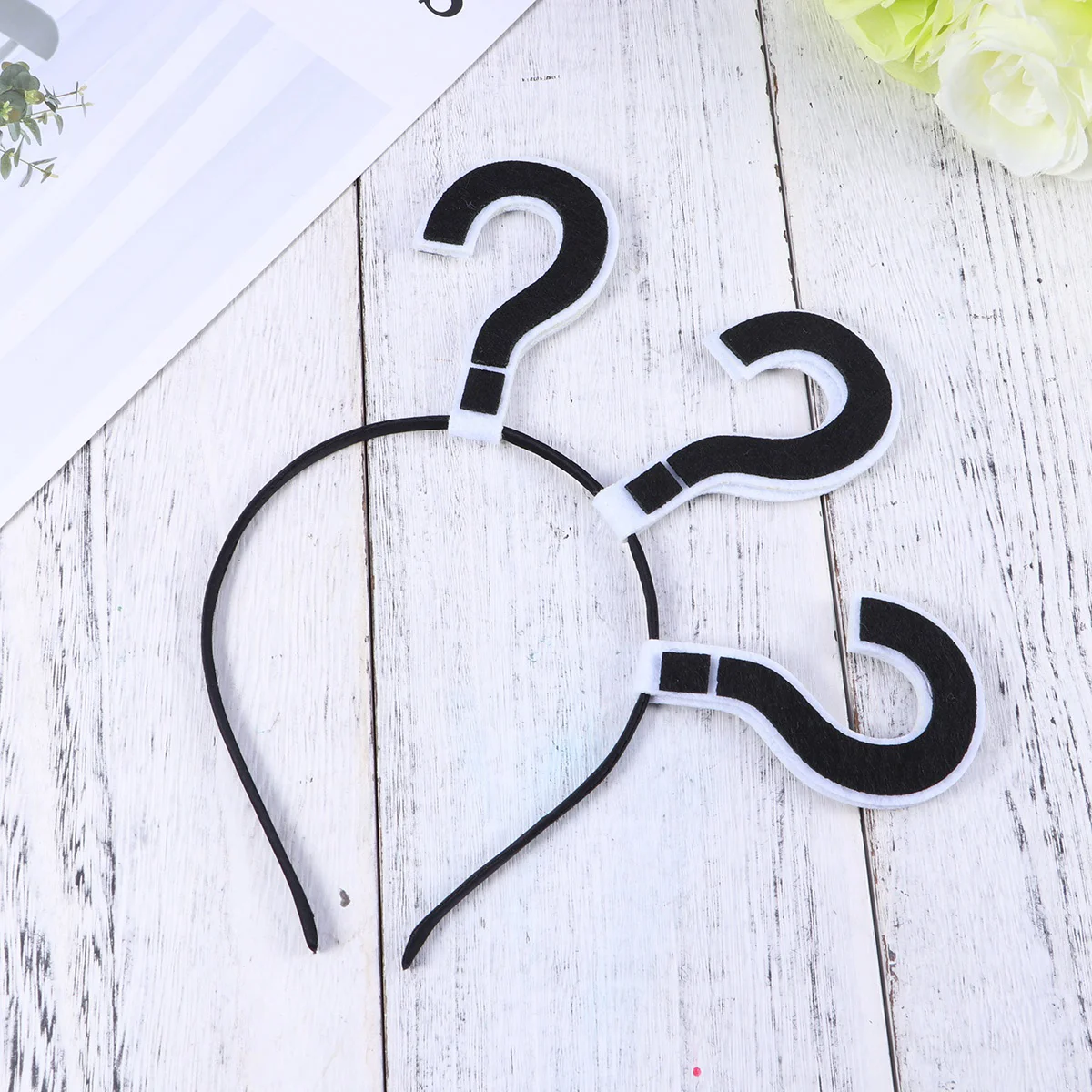 

Question Mark Headband Symbol Expression Hair Band Novelty Funny Hair Loop Pary Headdress Black