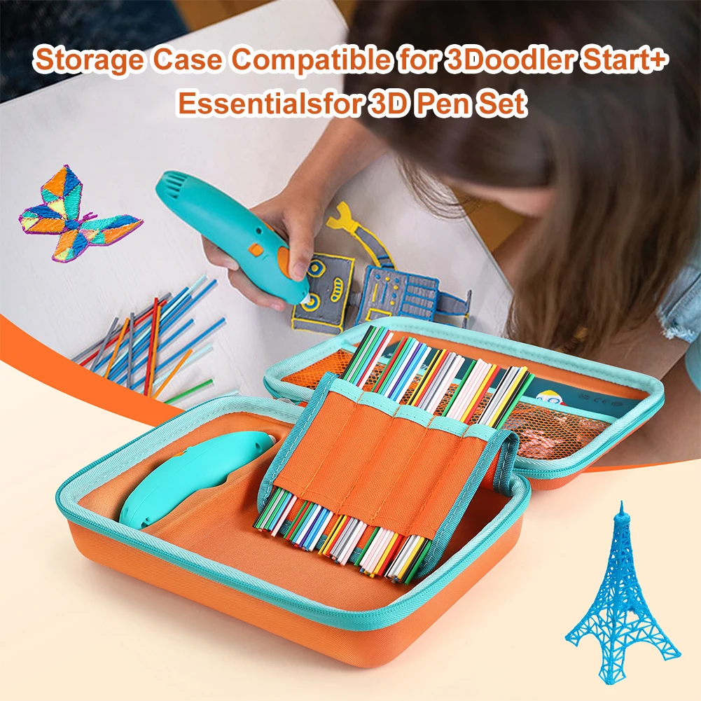 3Doodler Start+ Essentials (2024) 3D 펜 세트용 보관 케이스, 충격 방지 하드 여행용 케이스, 휴대용 프린팅 펜 보관 가방