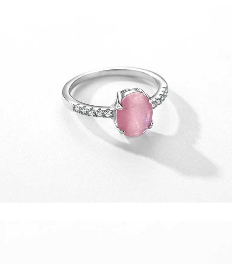 Modian Genuine 925 Sterling Silver Fashion Romantic Oval Pink Opal Finger Ring For Women Girls Charm Party Fine Jewelry Gifts Modian Genuine 925 Sterling Silver Fashion Romantic Oval Pink Opal Finger Ring For Women Girls Charm Party Fine Jewelry Gifts