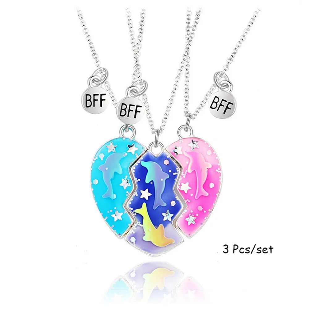 3 Pcs/Set Best Friend Magnet Pendant Necklace Creative Pentagram Alloy Accessories Friendship Necklace Best Friend Alloy Pendant 2
