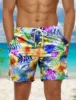 Fashion Men's Board Short Swim Shorts Swim Trunks Drawstring Graphic Print Flower Floral Quick Dry Short Casual Holiday Hawaiian 3