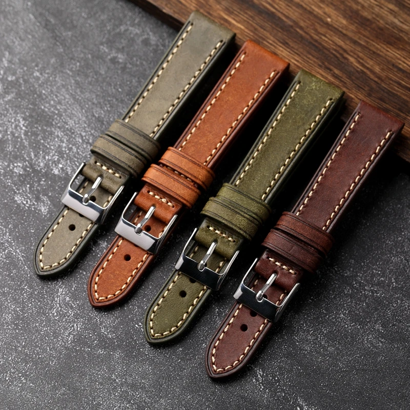 Bracelet De Montre En Simili-cuir Marron Et Doré 19mm - Style Vintage, Compatible Nombreuses Marques, Neuf
