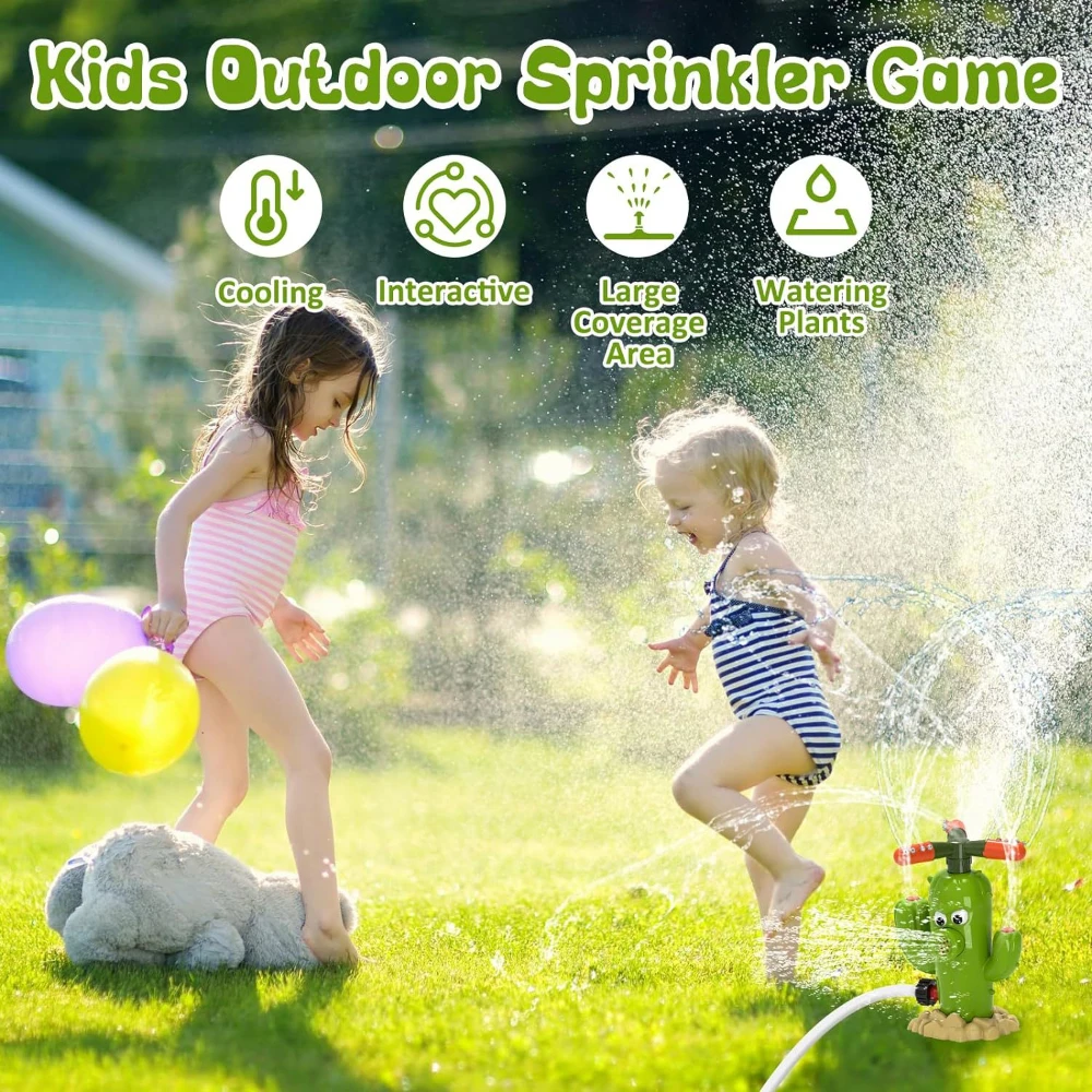 Cactus Sprinkler, Cartoon Lawn Sprinkler with Automatic Rotation, Fun Watering Device for Garden Yard Grass