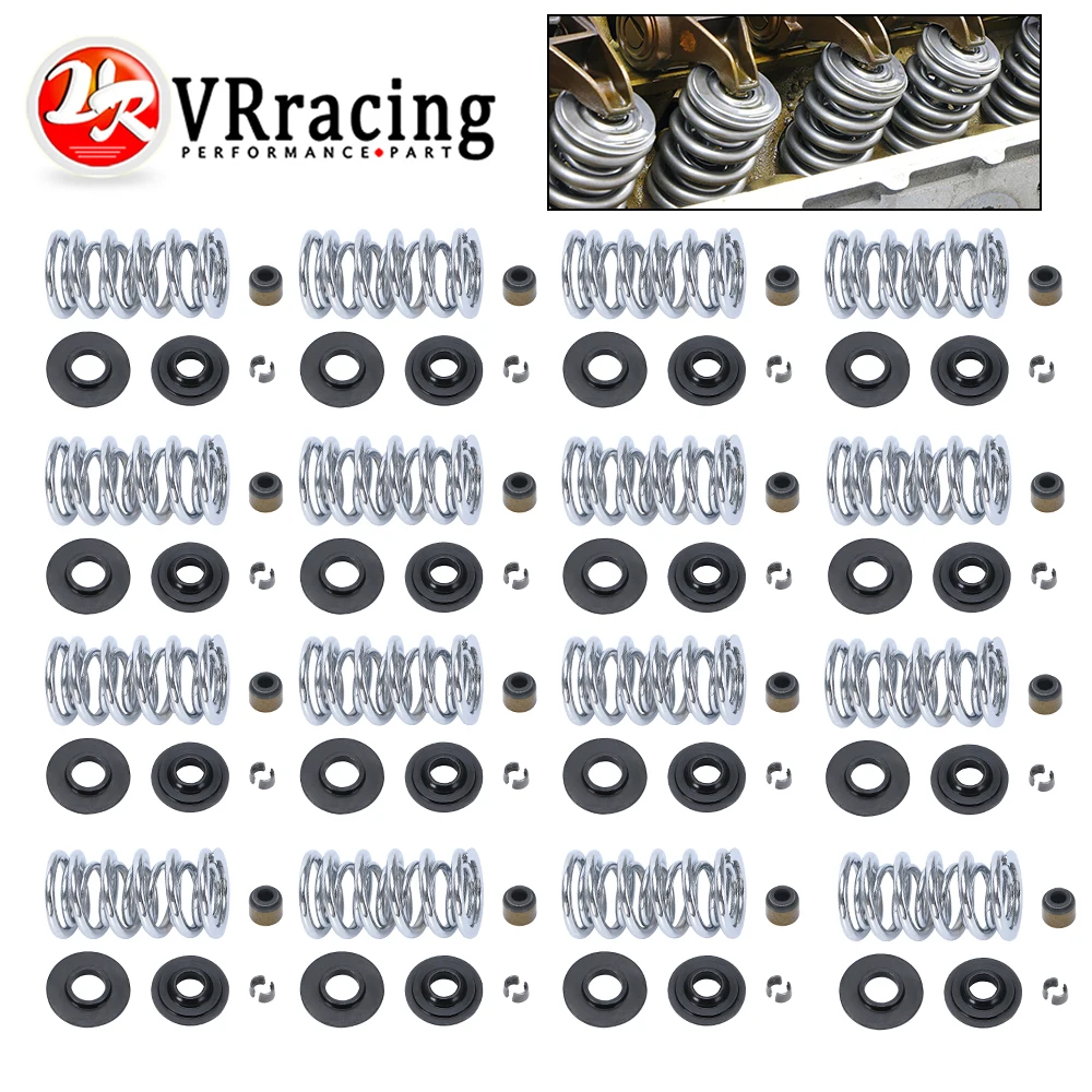 

Dual Valve Spring Kit .660" Lift With Spring Retainer Seat Locator Guide Valve Seal Locks For GM LS1 LS2 LS3 LS6 4.8 5.3 6.0