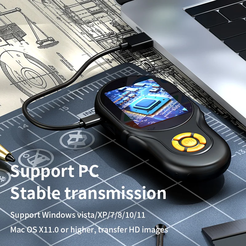 500X 휴대용 디지털 현미경 카메라 2MP HD IPS 스크린 USB Type-C 휴대용 돋보기(8개 LED 조명 포함) TF 카드 지원