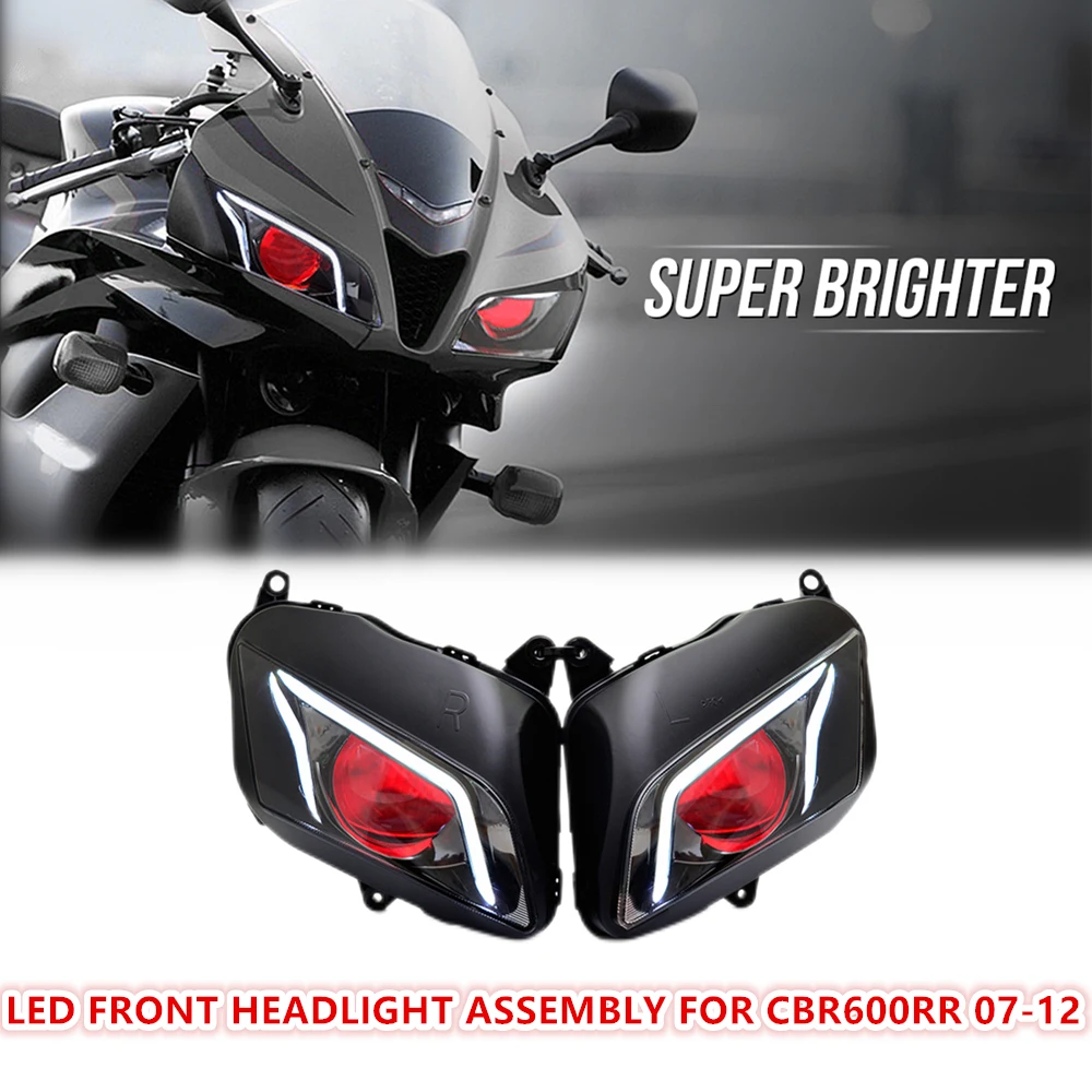 

KT LED Headlight Assembly for Honda CBR600RR 2007-2012 Motorcycle Headlamp Projector Motorbike Frontlamp Lighting 11 10 Red Blue