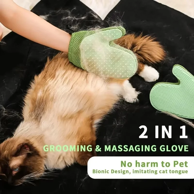 Enhanced Pet Grooming Glove: Efficient Hair Remover & Gentle Massage Tool