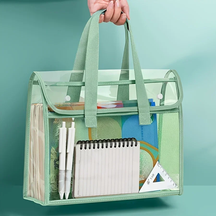 Cartella Portadocumenti Trasparente Impermeabile, Grande Capacità, Espandibile, Borsa Portadocumenti Autoadesiva in PVC - immagine 5