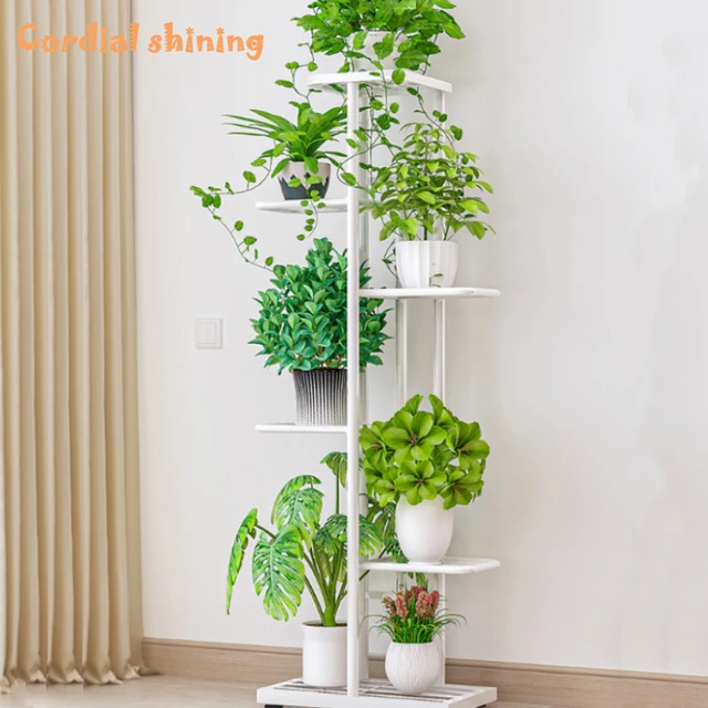 Cordlal Shining Stand For Flowers Iron 6/7/8Layers Plant Holder Storage Shelf Pot Rack Organizer Home Garden Decoration 3