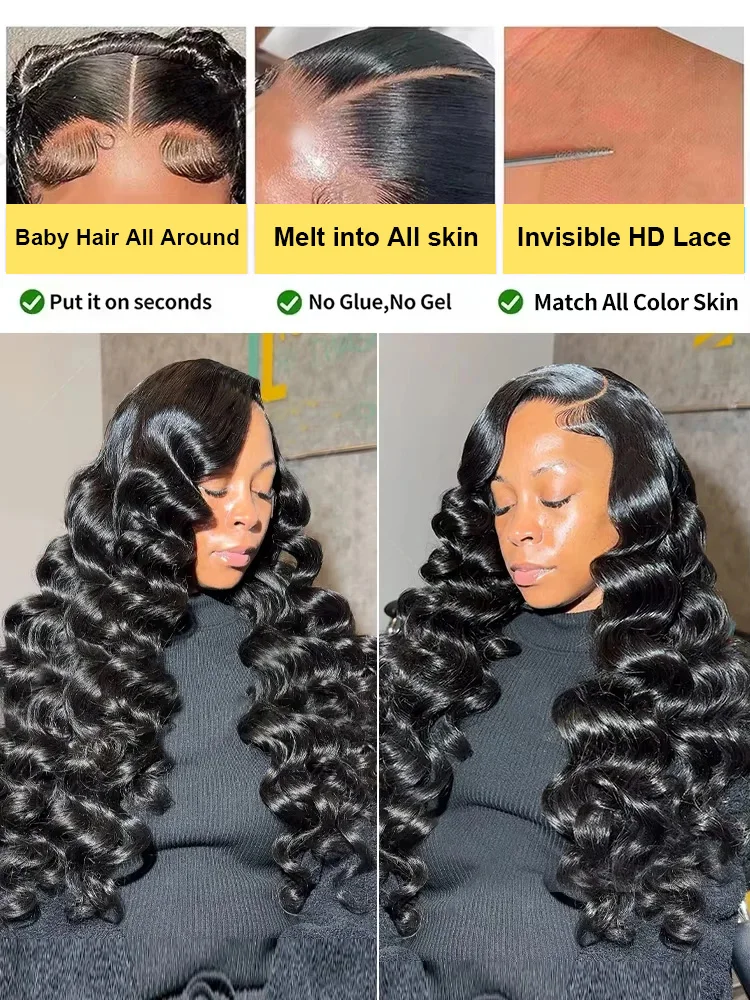 Density curly Loose Wave 13x6 HD Lace Front Human Hair Wig 30 40 Inch Loose Deep Wave 13x4 HD Lace Frontal Curly Wigs For Women