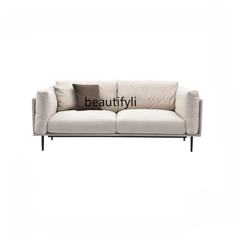 

Скандинавский простой двойной диван из массива дерева, искусственная кожа, минималистичный тканевый диван для маленькой квартиры, гостиной