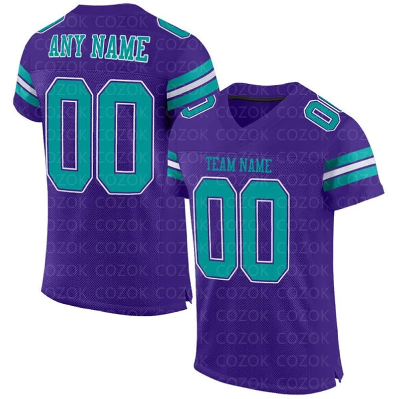 

Purple Green Color series Customized Football Jersey for Men Football Short Sleeves Athletic Tee Shirts