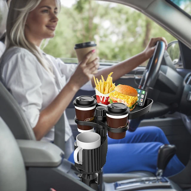 Plateau Porte-Gobelet Extensible Pour Voiture - Rotation 360°, Base Réglable 6.3-9.5 Cm | Support Pour Téléphone, Boissons