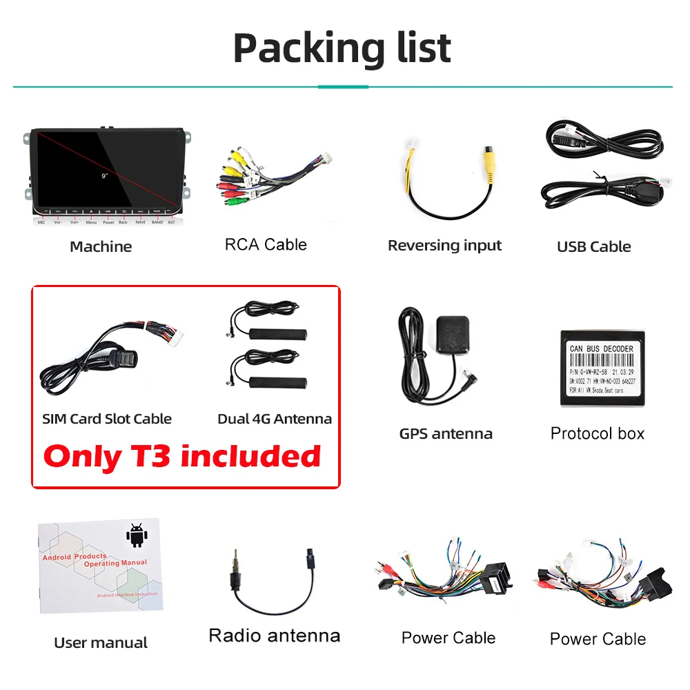 Camecho 9 pulgadas Radio de coche Android Auto Carplay para VW Volkswagen Golf 5 6 Touran Passat B6 Polo Jetta GPS WiFi reproductor Multimedia 6