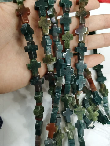 Natural Stone Crystal Tiger Eye Cross Loose Spacer Beads Charm for Women Jewelry Making DIY Necklace Bracelet Part 10pcs