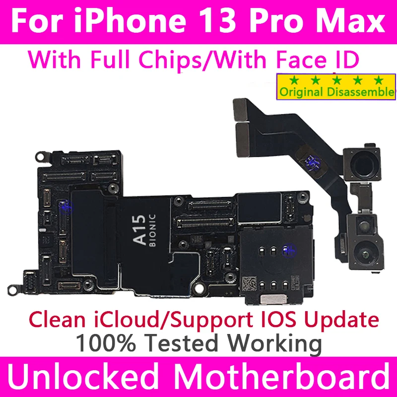 Carte Mère Originale Débloquée Pour Iphone 13 Pro Max, Avec Ios, Puces Complètes, Avec Icloud