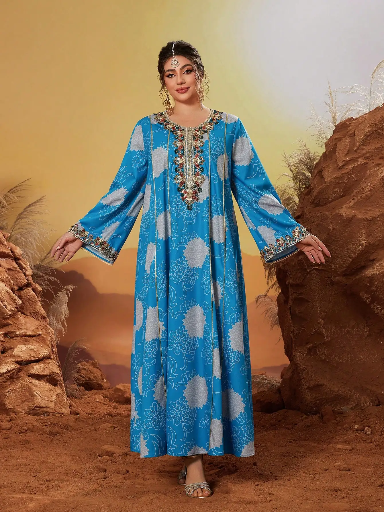 HS6697 Robe Decorated with Pearls and Beads.