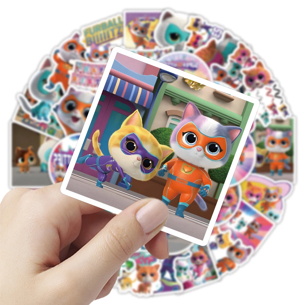 10/30/50pcs Anime Super Kitties adesivi per cartoni animati decalcomania per bambini giocattoli fai da te Laptop frigorifero bottiglia d'acqua carino adesivo in vinile all'ingrosso