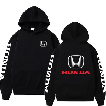New Autumn/Winter Honda Racing Men's Black Hoodie, Stylish Men's Sweatshirt, Sporty Women's Street Style Pullover