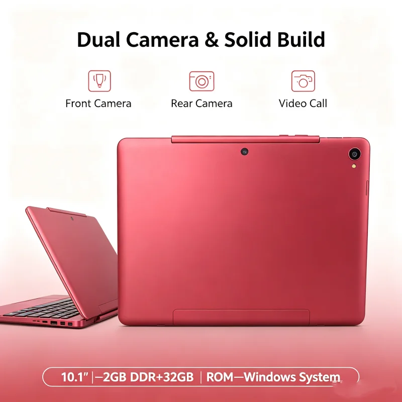 Detachable 10.1' Windows RE101 Laptop Tablet, Intel X5-Z8350, 2GB DDR 32GB ROM HD IPS Screen Dual Camera, HDMI-Compatible