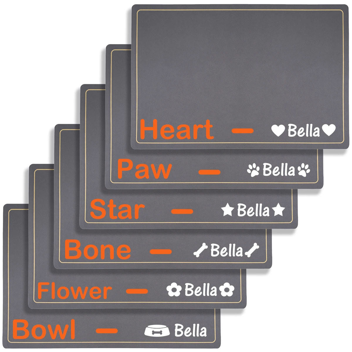 Custom Name Dog Placemat Waterproof Engraved Pet Cat Mat PU Leather Pet Food Pad Pet Bowl Drinking Mat Dog Feeding Placemat 4