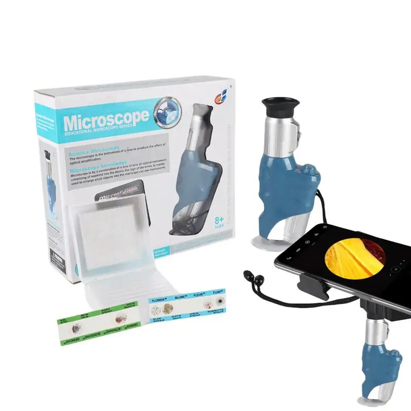 

Детский портативный микроскоп, портативный микроскоп, детский микроскоп с искусственным научным воспитанием, обучающая игрушка для микробиологического микроскопа