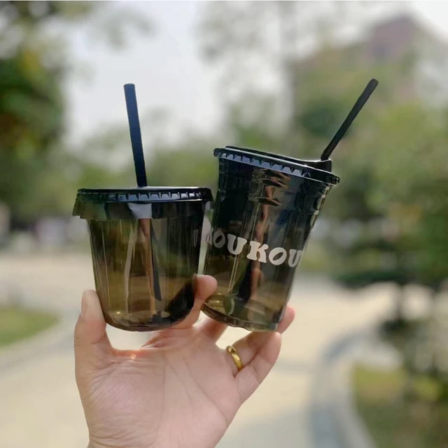 Plastic Iced Coffee Cup Lid Reusable  Iced Coffee Tumblers Straw - 5/10pcs  Cute - Aliexpress