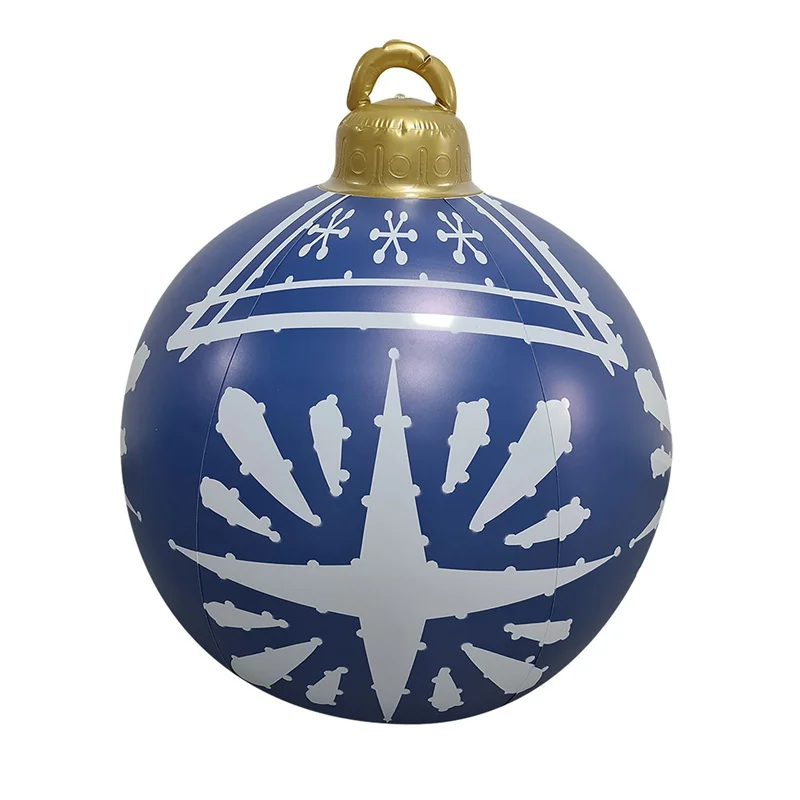 Bola inflable navideña de 60 cm, bola decorada de PVC, bolas gigantes grandes, bolas de juguete para decorar árboles de Navidad, bola sin adorno de luz
