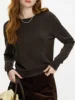 FSLE 100% Wool Seamless One-piece Knit Shirt Sweater For Women 2024 Winter New Design Wool Crew Neck Versatile Sweater 24FS14091 2