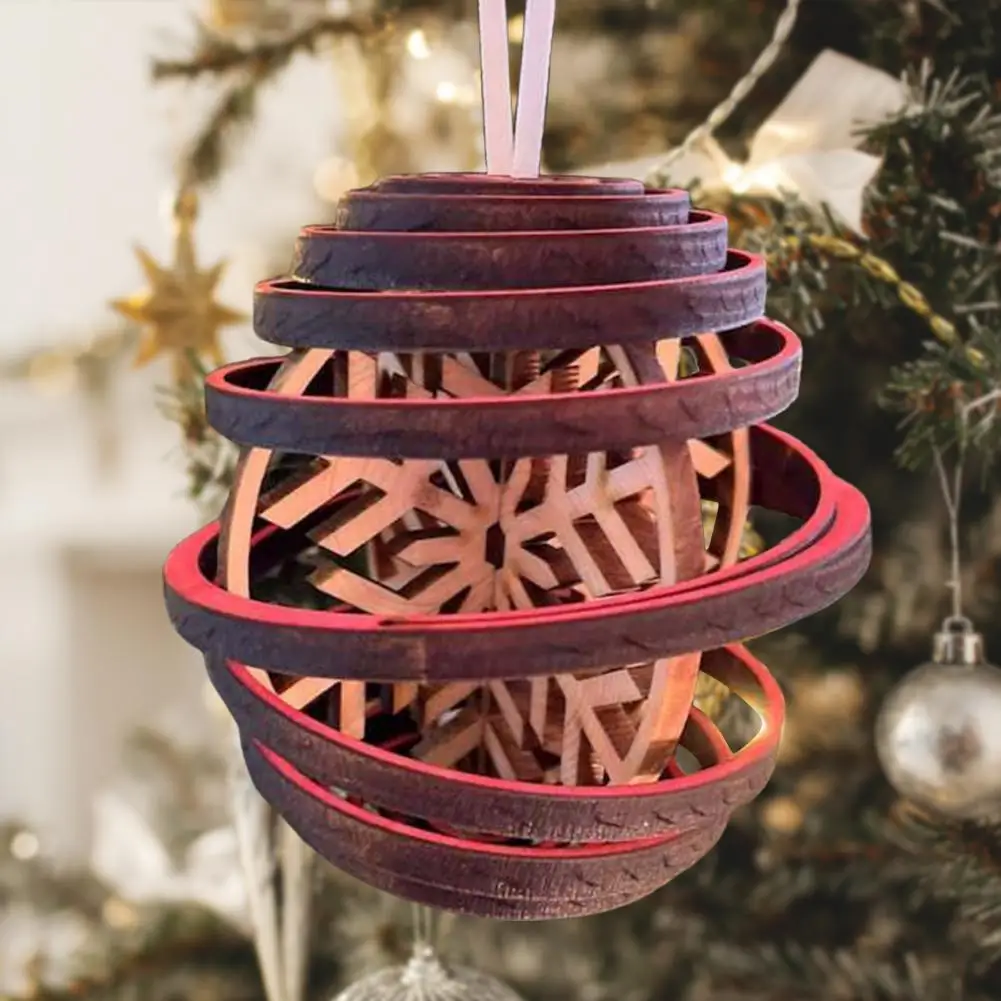 

Charming Spiral Snow Pendant Wooden Christmas Tree Decoration 3d Dual Spiral Snowflakes Pendant Ornament for Festive Home Décor