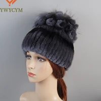 2025 Lady Warm Knitted 100% Genuine Rex Rabbit Fur Hats Russia Winter Quality Real Fur Hat Natural Warm Snow Rex Rabbit Fur Caps 1