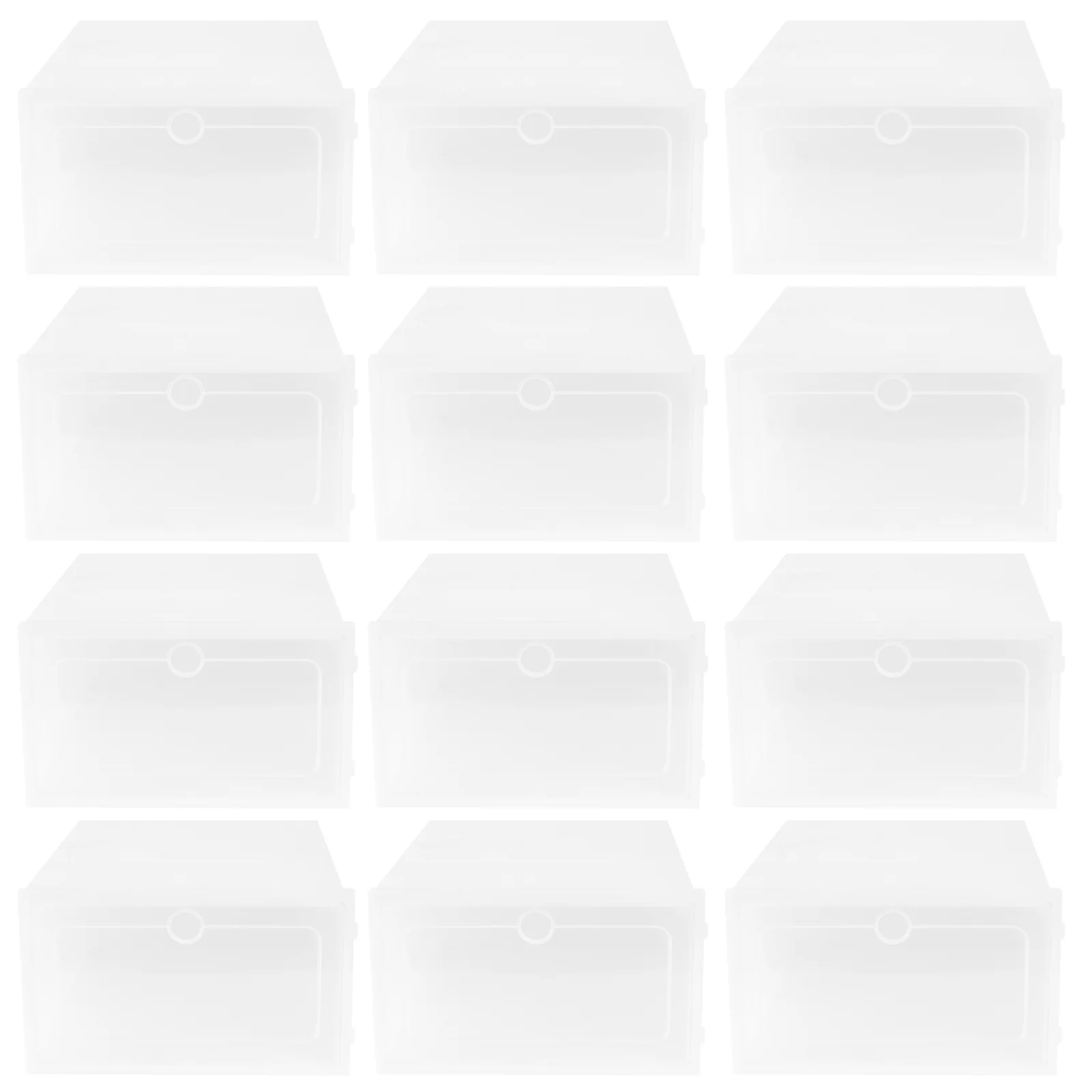 

Foldable Shoe Boxes, 12 Stackable Shoes Storage Box Stackable Shoes Storage Bin Drop Front Shoe Box- Size