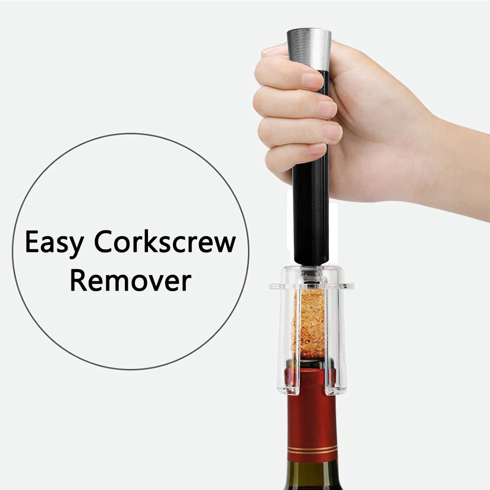 Bar Accessories Stainless Steel Pin Air Pump Wine Bottle Opener Easy Cork Remover Safe Portable Air Pressure Wine Corkscrew
