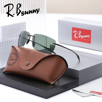 RBsunny Brand Classic Sunglasses Women Male Outdoor Driving Sports Golf Rectangle Ultralight Rimless Frame Glasses UV400 Eyewear 1