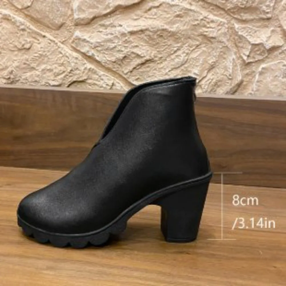 Autumn and Winter New Fashion Trend Retro Niche British Style Thick-heeled Boots Women's Versatile Casual Leather Boots 2025