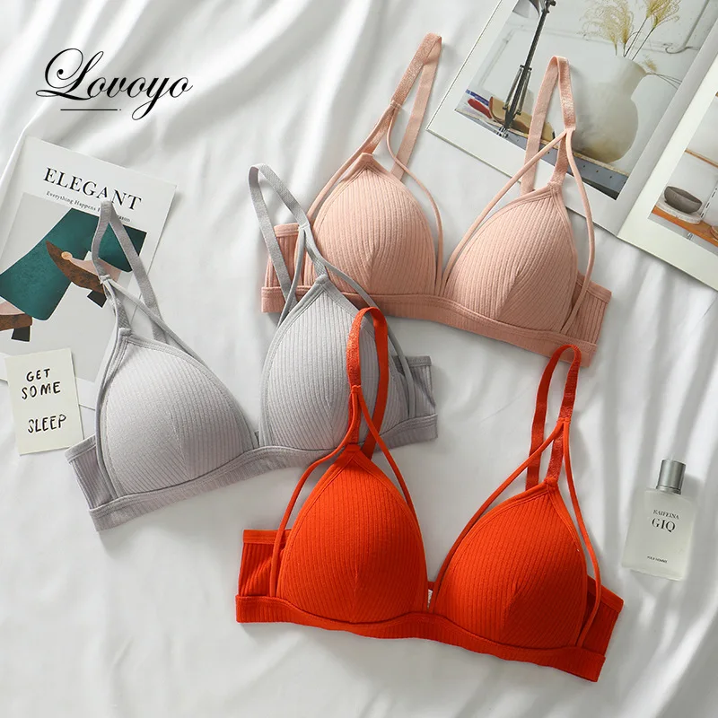 Women Bra Wire Free Push Up French Triangle Cup Bralette Underwear