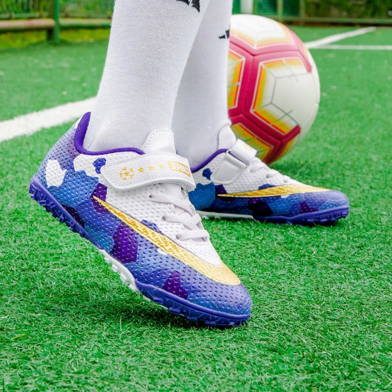 Size 30-39 Professional Hook & Loop Kid Football Sneakers Anti-slip TF Turf Boy Soccer Shoes Breathable Children's Sports Shoes