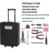 799pcs Aluminum Trolley Case Tool Set Silver House Repair Kit Set Household Hand Tool Set with Tool Belt Gift on Father's Day 5