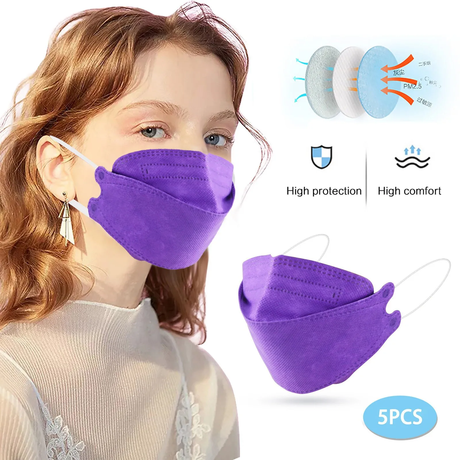 

5pcs Mascarillas Desechables Adult Outdoor Fish Non Woven Face Mask 4-ply Facemasks Mouth Masque Jetables Halloween Cosplay