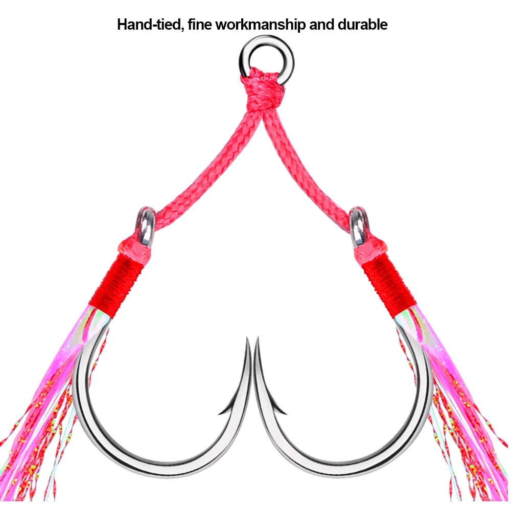 Langsame Jigging-Haken aus Kohlenstoffstahl mit Blutrillen, 2er-Pack für Meeresangeln und Bootsangeln – Detail 6