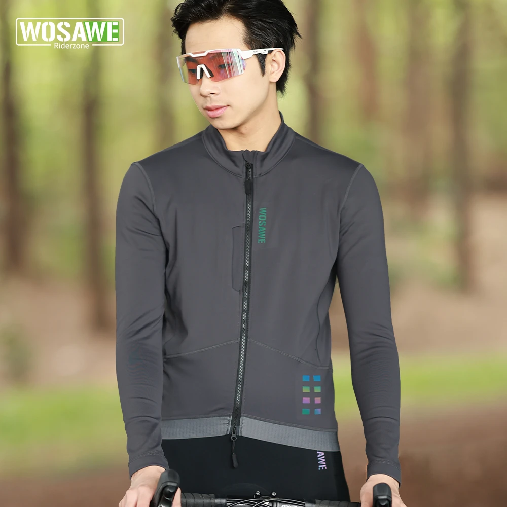 Cycling jacket cycling clothes WOSAWE Men's Winter Cycling Bike Jackets Windproof Softshell Thermal Bicycle Clothing for Men Warm Fleece Road Bike Jersey