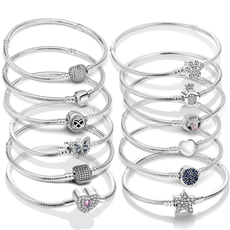 925 Sterling Silber Armband Mit Schlangen-Charm - Personalisierbarer Schmuck