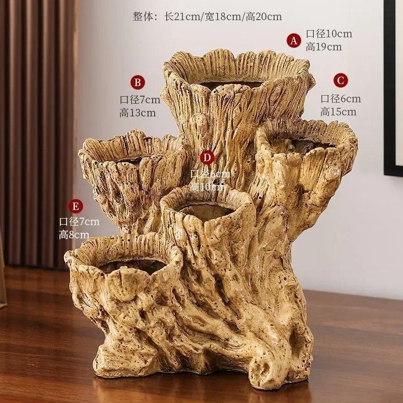 Porous tree roots, imitation wood stumps, and fleshy flower pots with creative irregular multi-layer mouth non ceramic design 3