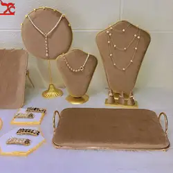 Light Coffee Style Jewelry Display Props Ab Double-Sided Table Necklace Rack Earrings Ring Storage Display Window Exhibition