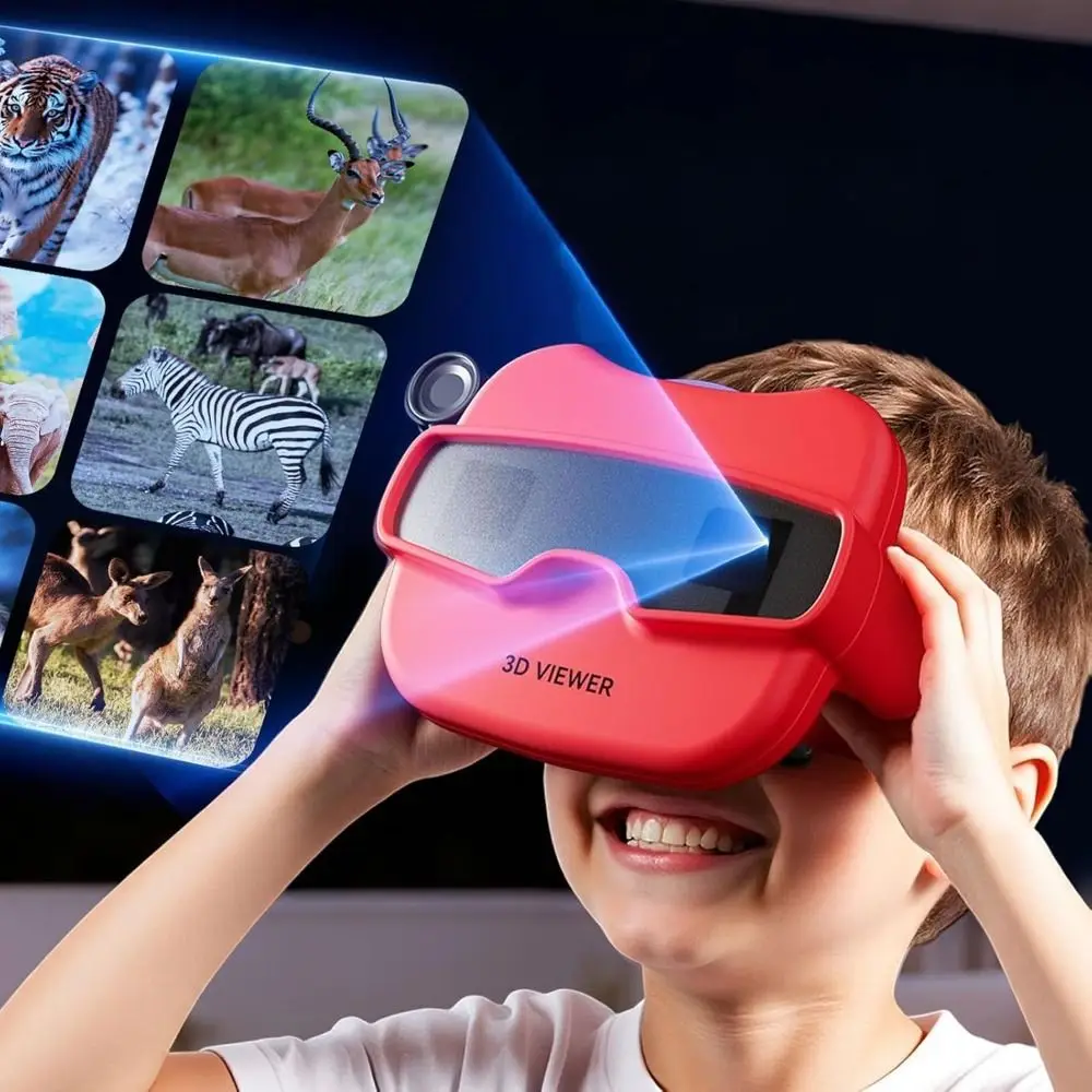 6개의 릴이 포함된 창의적인 선물 3D 입체 시각 장치 장난감 빨간색 휴대용 3D 교육용 시청기 3D 뷰마스터