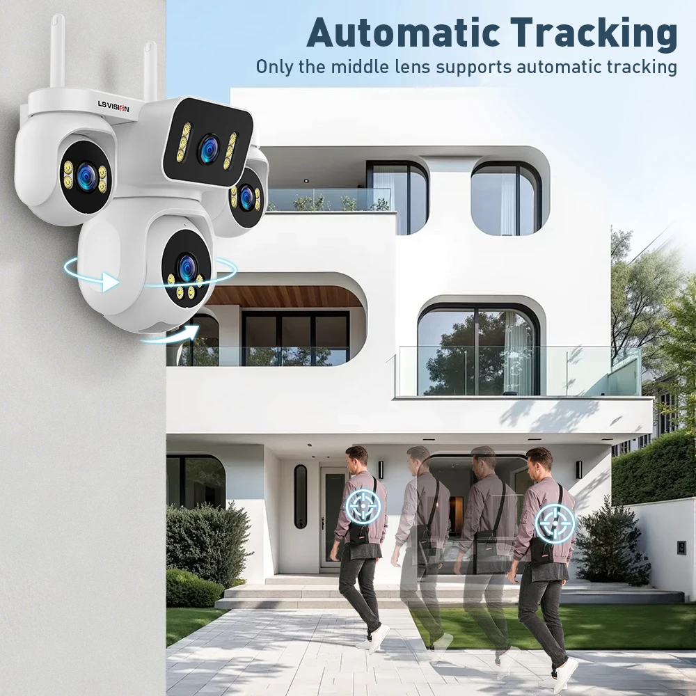 LS VISION 10K 12XZoom Four Screen CCTV WiFi Camera Security WIFI Outdoor PTZ Camera Human Auto Tracking Surveillance IP Cameras 5