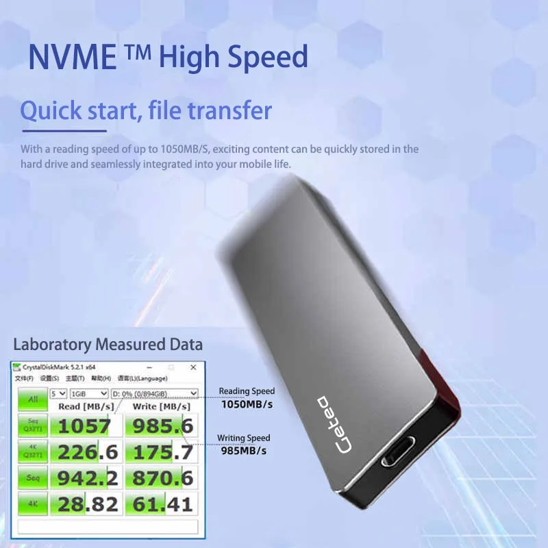 게이밍 윈도우 10용 Getea 128GB 256GB SSD 모바일 솔리드 스테이트 드라이브 타입-C3.1 USB3.2 Gen2 NVME 외장 하드 드라이브 SATA