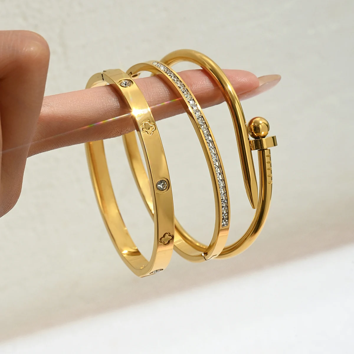 Stainless Steel Bracelet Gold Nail Women's