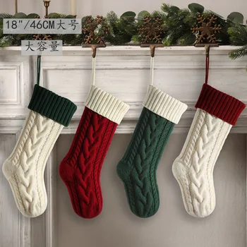 18 inch Large Christmas Stocking,Knitted Xmas Compression Stocking for Kids,Hanging Stocking for Candy Gift Christmas Decoration