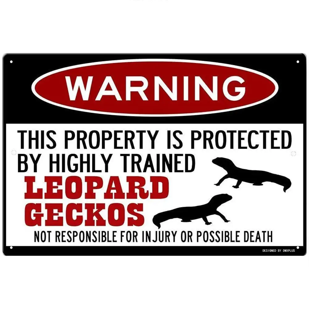 

Leopard Geckos Sign,Funny Metal Signs,Leopard Gecko Gift,Gecko Accessories,Lizard Warning Sign,Pet Gift Tin Sign 8 X 12 Inches